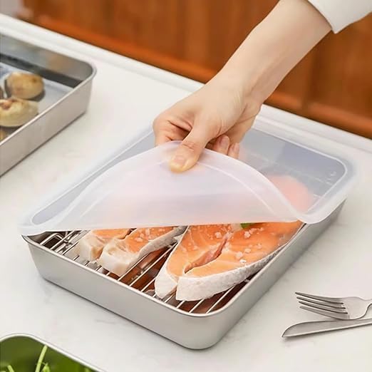 Stainless Steel Food Storage Tray with Cover