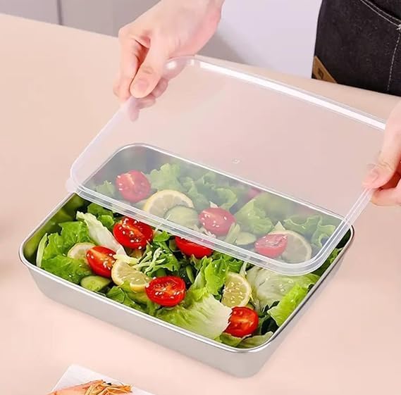 Stainless Steel Food Storage Tray with Cover