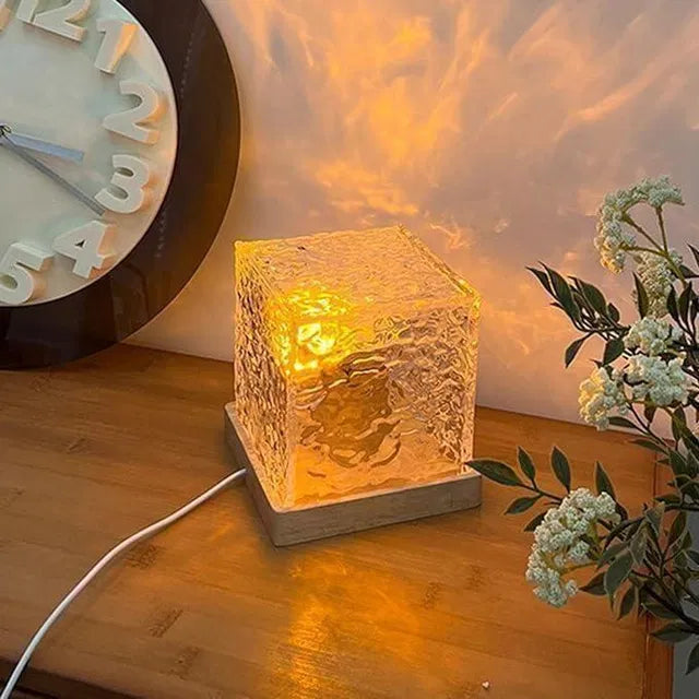 Crystal Water Ripple Aura Lamp – Rotating Ambient Night Light
