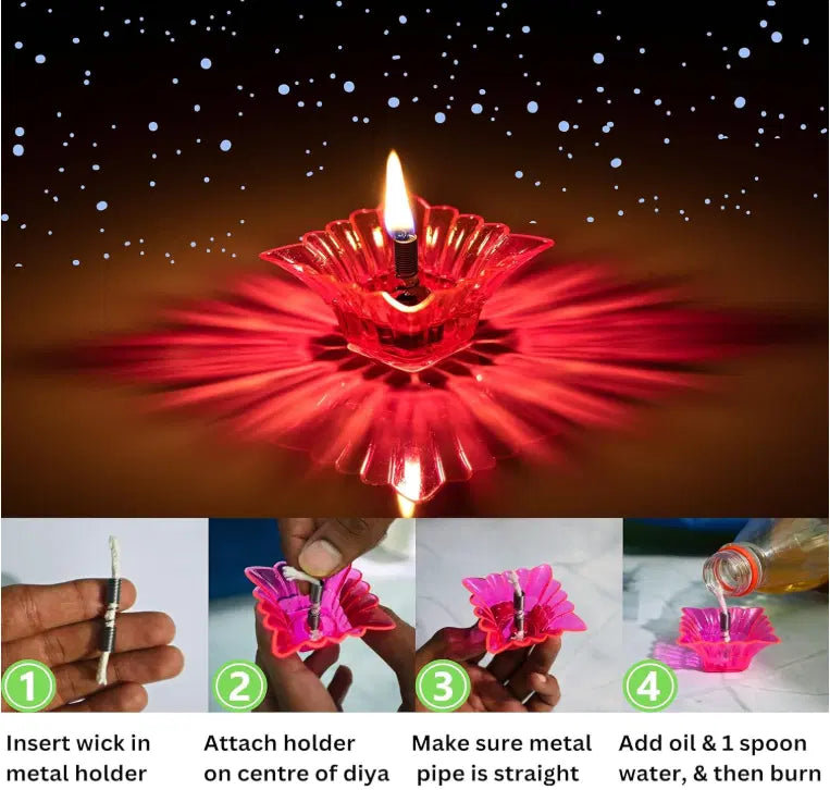 3D Colourful Reflection Diyas – Pack of 10