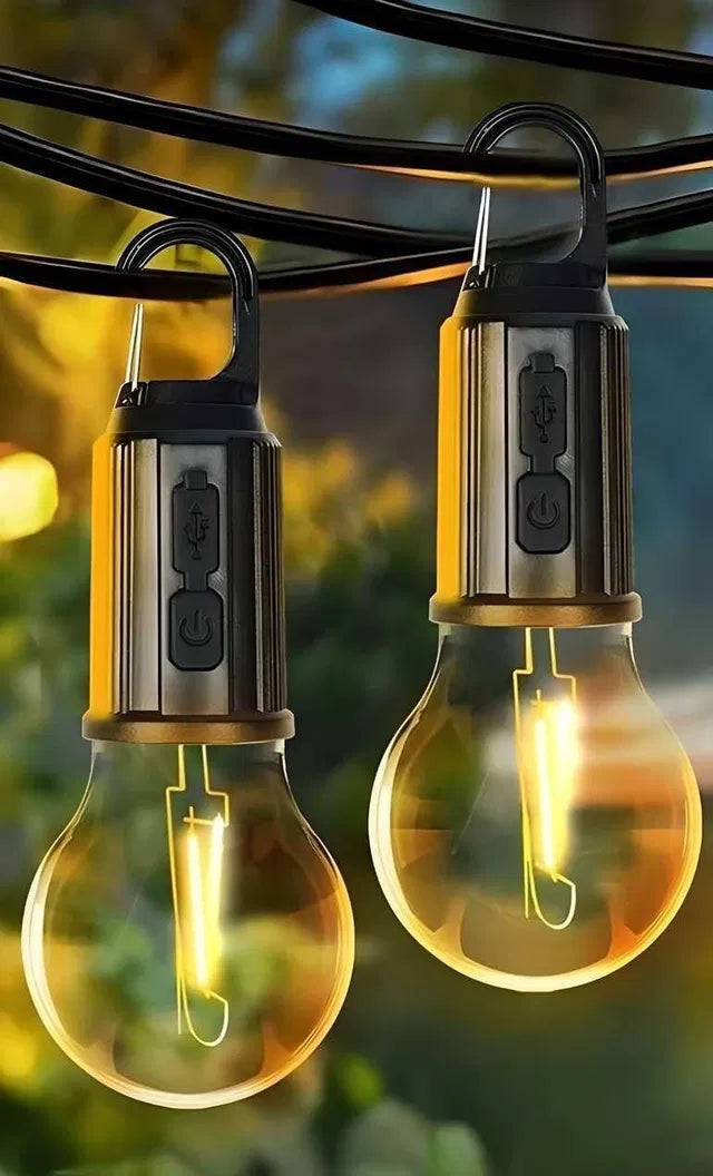 Warm Glow Hanging Bulb Lights – 3 Modes Decorative Lamp Set of 2
