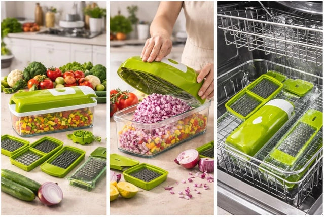 12-in-1 Vegetable & Fruit Chopper Set – Green