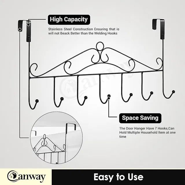 Over-Door 7-Hook Organiser – Heavy Duty Towel & Storage Rack