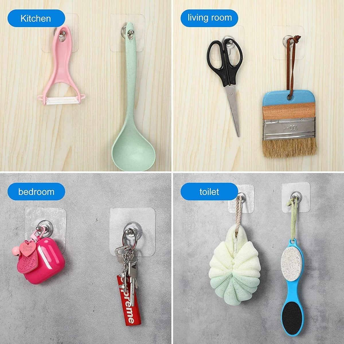 Wall Mount Screw Hooks – Multi-Purpose Hook Set of 10 for Home
