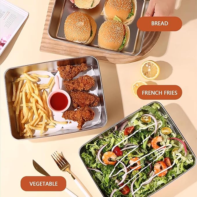 Stainless Steel Food Storage Tray with Cover