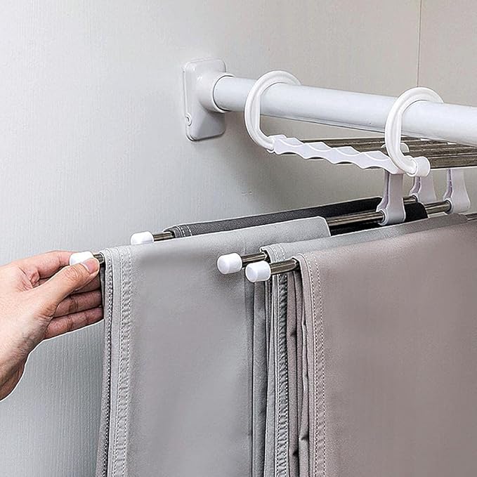 5-in-1 Folding Clothes Hanger – Space-Saving Stainless Steel Organiser (Pack of 2)