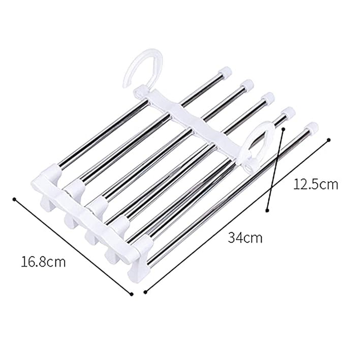5-in-1 Folding Clothes Hanger – Space-Saving Stainless Steel Organiser (Pack of 2)