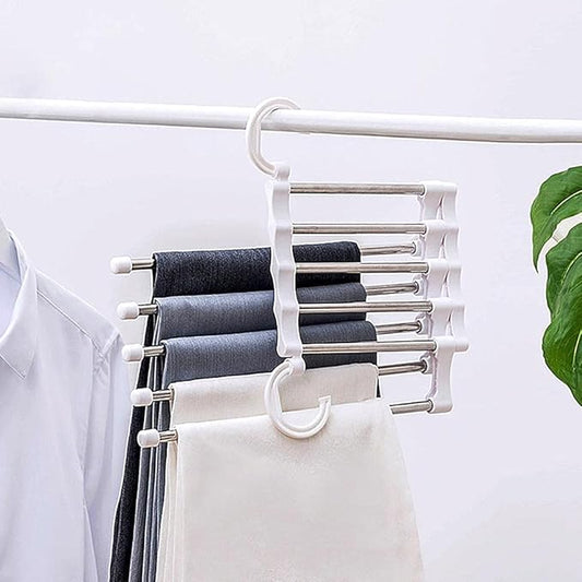5-in-1 Folding Clothes Hanger – Space-Saving Stainless Steel Organiser (Pack of 2)