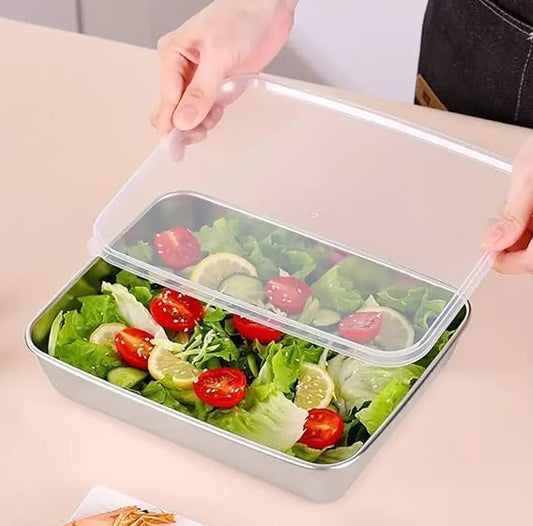 Stainless Steel Food Storage Tray with Cover