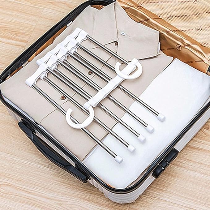 5-in-1 Folding Clothes Hanger – Space-Saving Stainless Steel Organiser (Pack of 2)