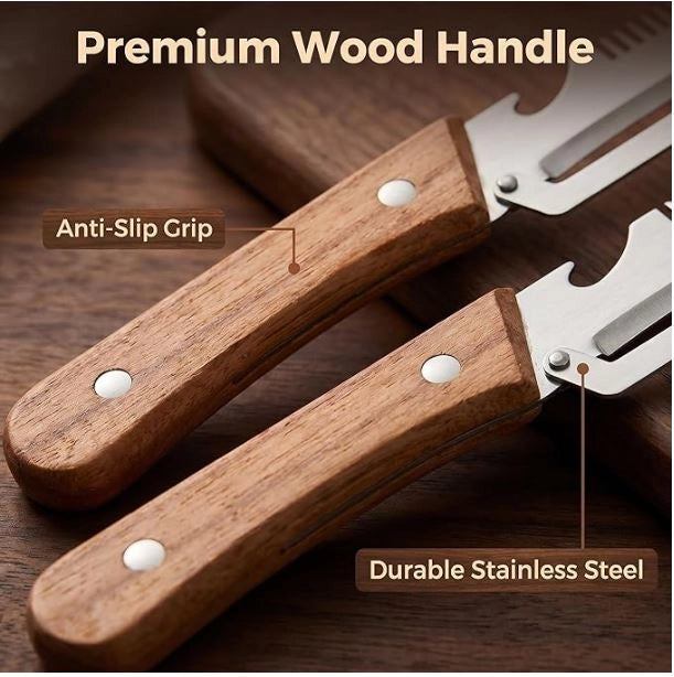 3-in-1 Vegetable & Fruit Peeler with Wooden Grip