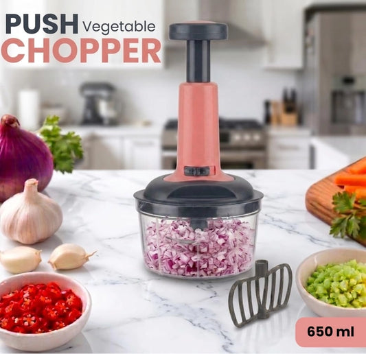 650 ml Manual Push Vegetable Chopper with Stainless Steel Blades