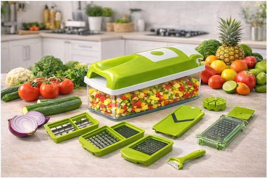 12-in-1 Vegetable & Fruit Chopper Set – Green